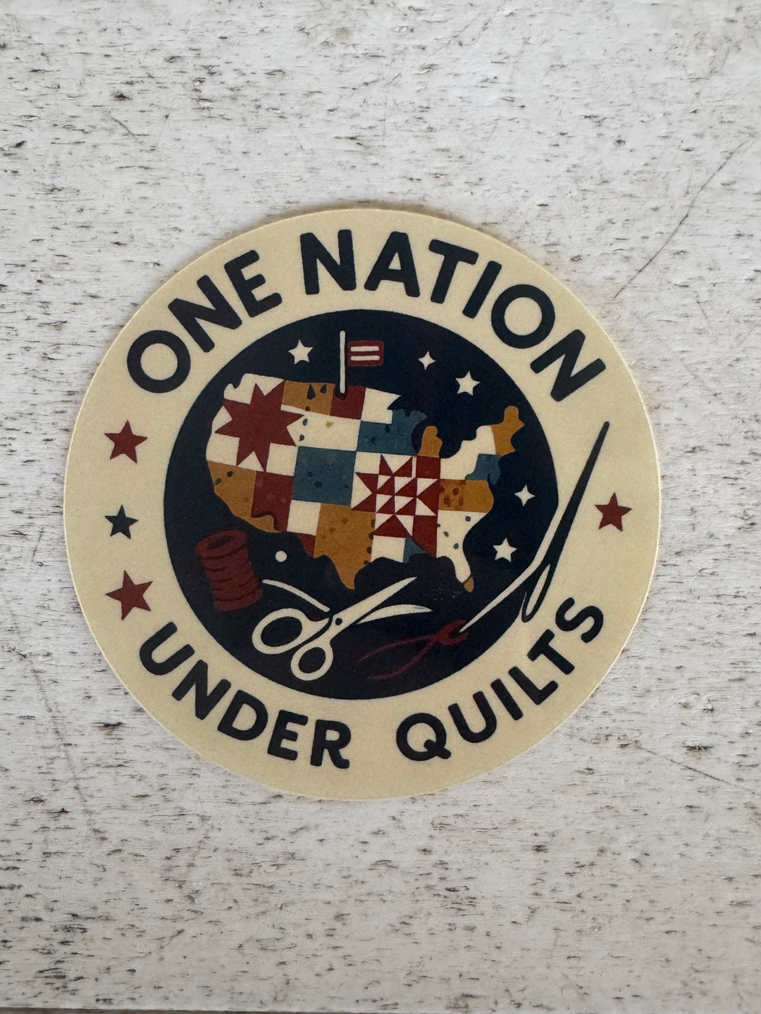 Sticker - Patriotic One Nation Under Quilts 3"x3"