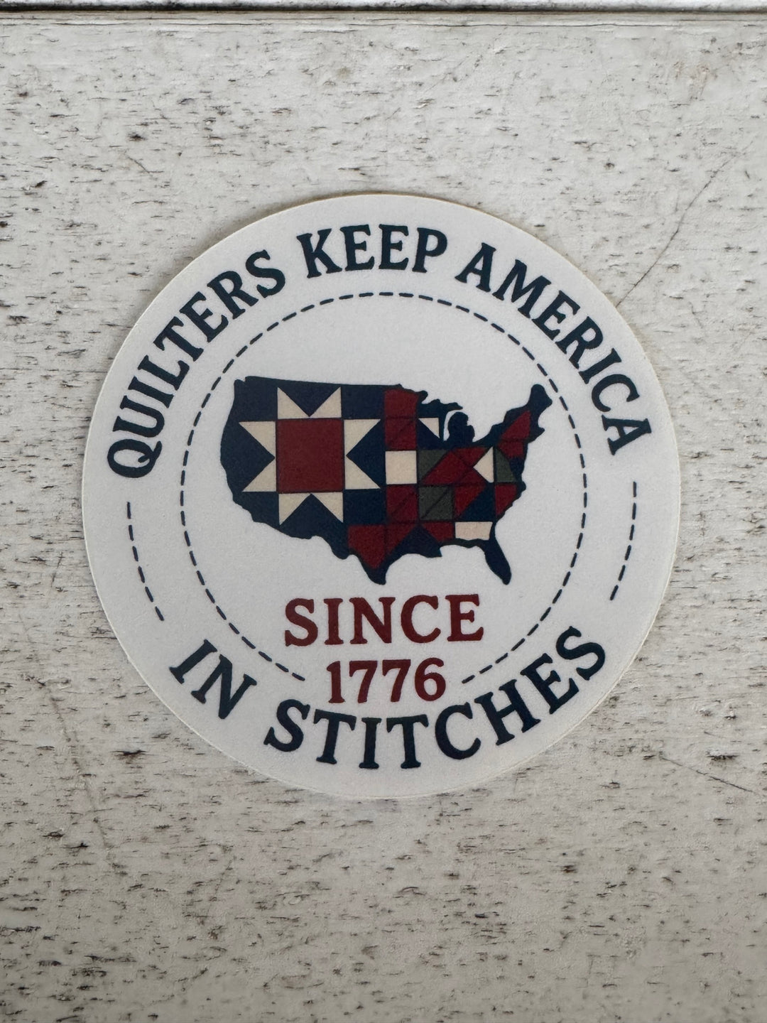 Sticker - Patriotic Quilter's Keep America In Stitches 3"x 3"