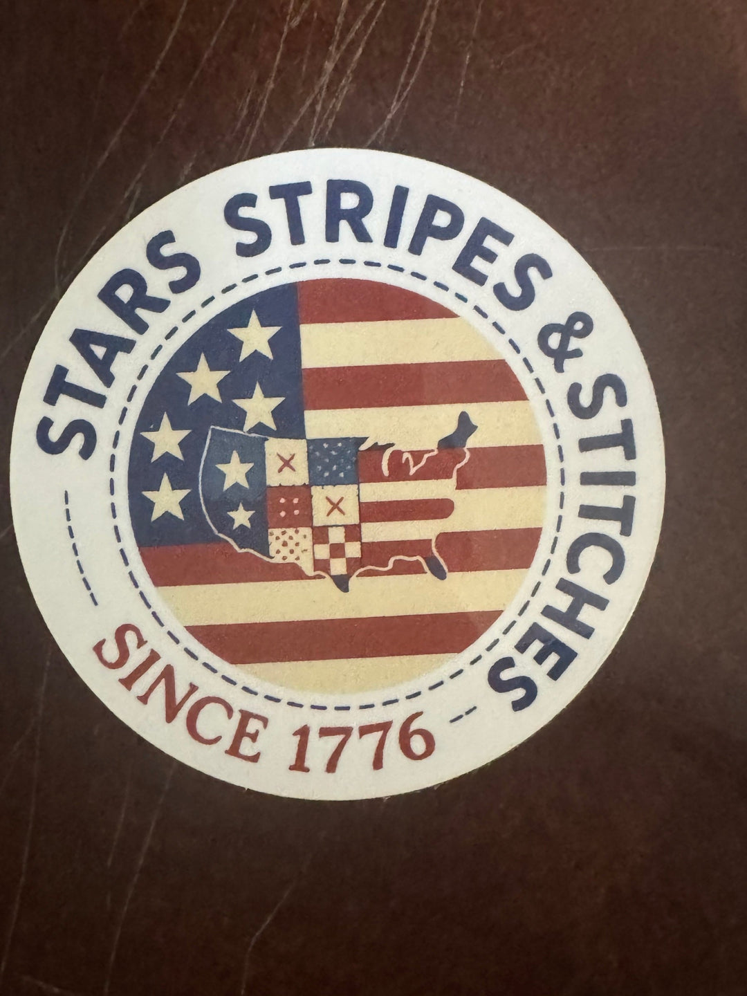 Sticker - Stars Stripes & Stitches (one sticker) 3"x3"