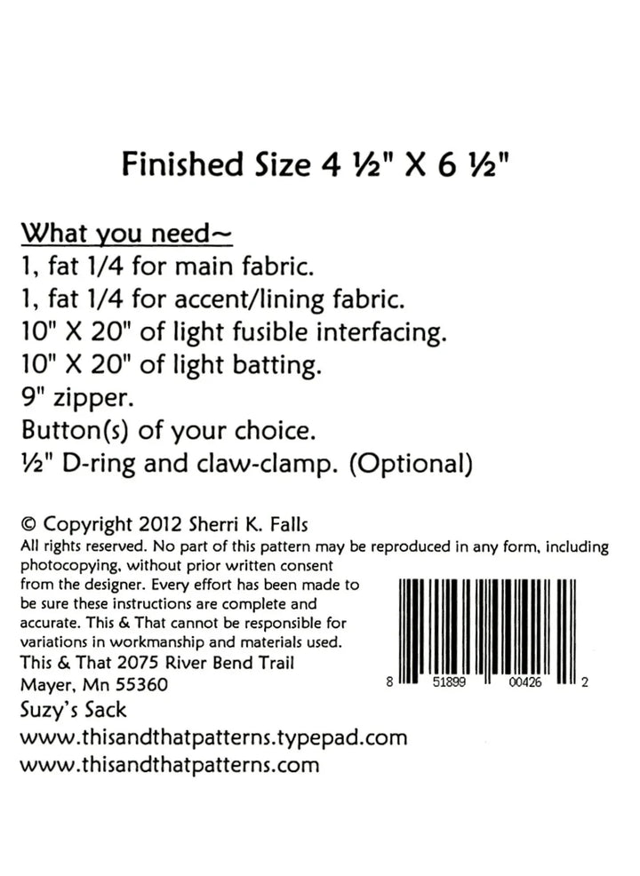 Pattern - Little Scraps - Suzy's Sack