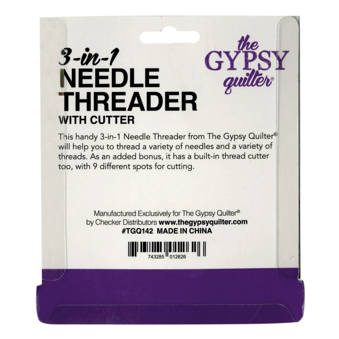 Needle Threader - The Gypsy Quilter 3 In 1 Needle Threader with Cutter