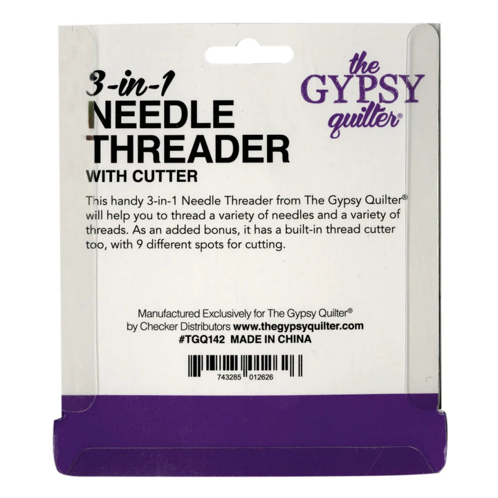 Needle Threader - The Gypsy Quilter 3 In 1 Needle Threader with Cutter