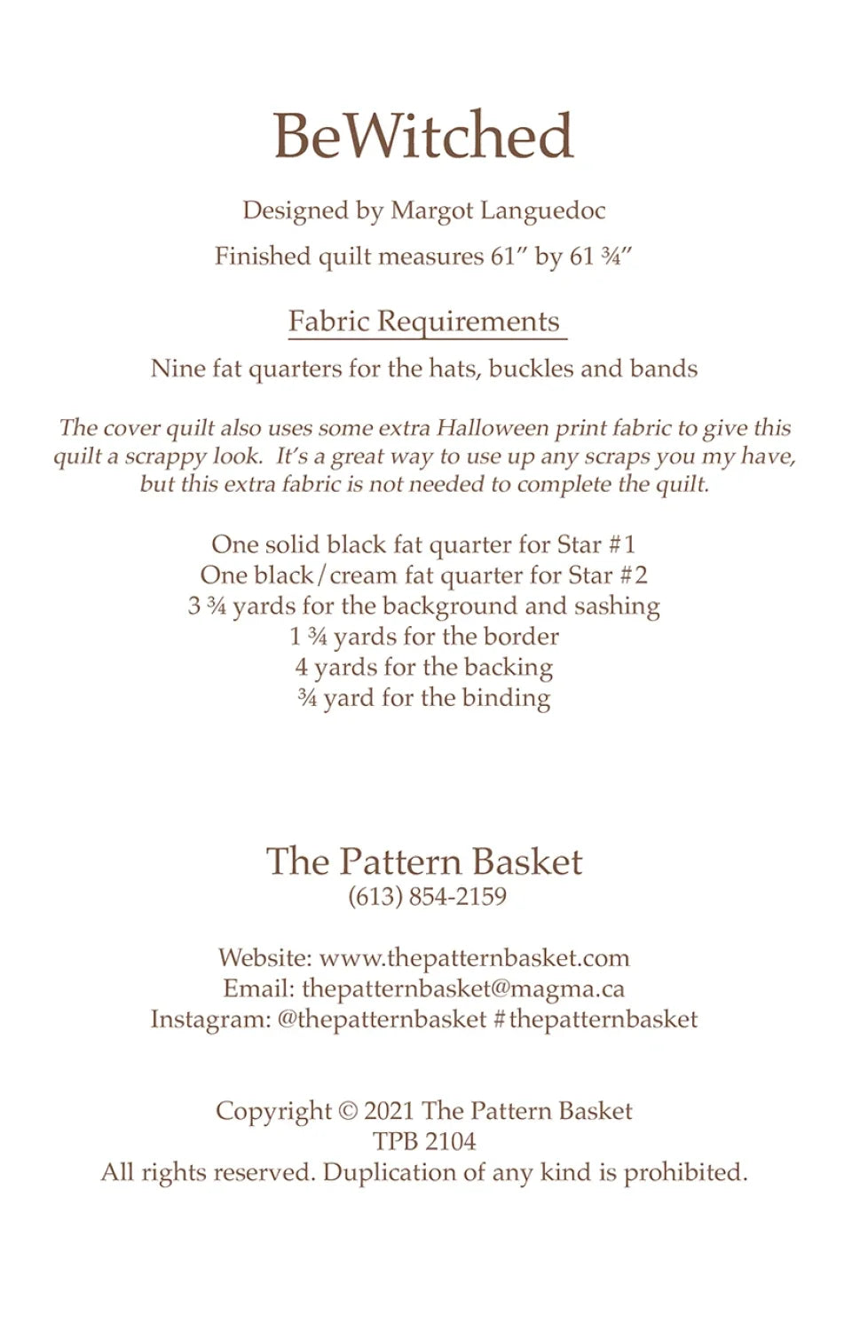 Pattern - Pattern Basket - Bewitched