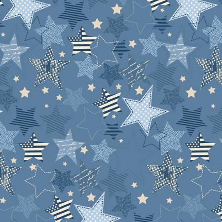 Lumin - Stripes and Stars - Large Stars Blue Tonal