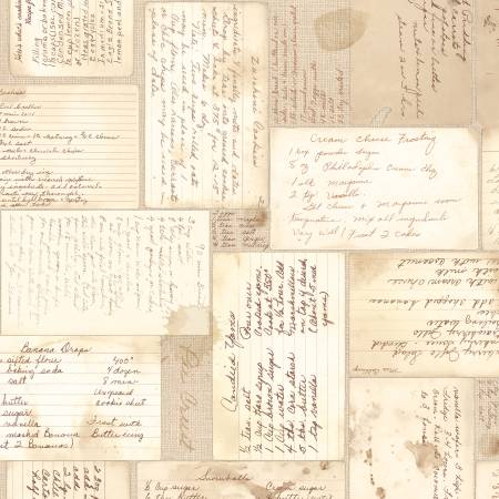 Riley Blake - WIDEBACK - Baked with Love - Recipes Tea Dye 107/108"