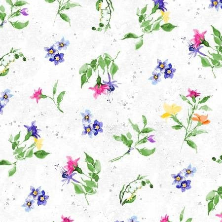 Wilmington - Floral Flutter - Large Floral Toss Light Gray