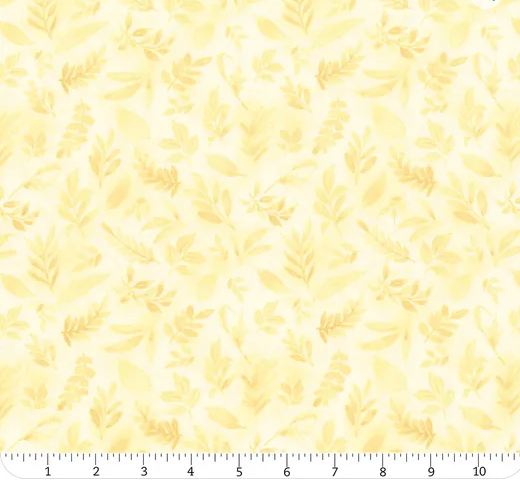Wilmington - Peony Blossoms - Tossed Leaves Yellow