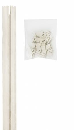 ZIpper - 4 yards of 16mm #4.5 zipper chain and 16 Extra-Large Coordinated Pulls White