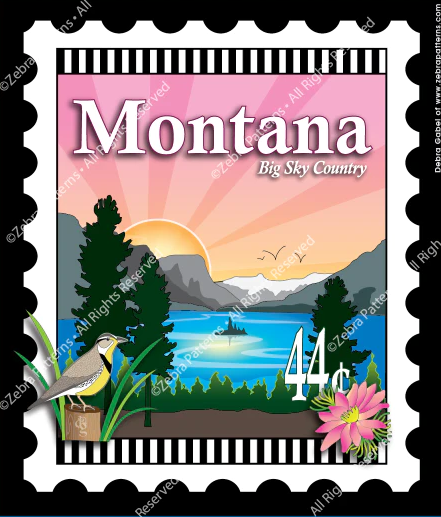 Zebra - Mini Postage Stamp - Montana