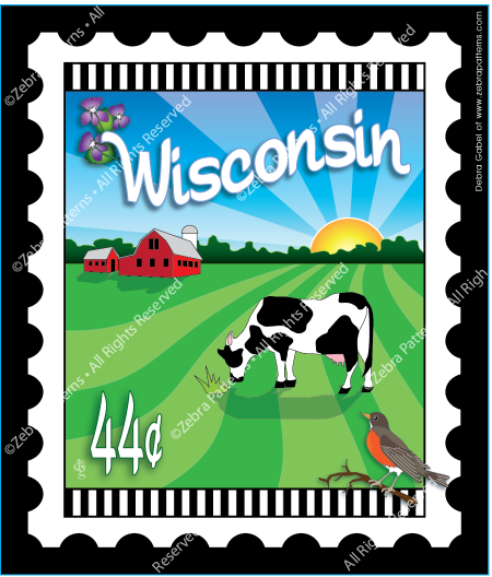 Zebra - Mini Postage Stamp - Wisconsin