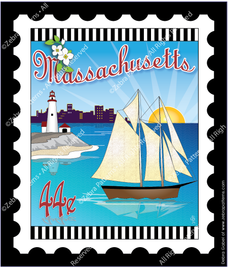 Zebra - Mini Postage Stamp - Massachusetts