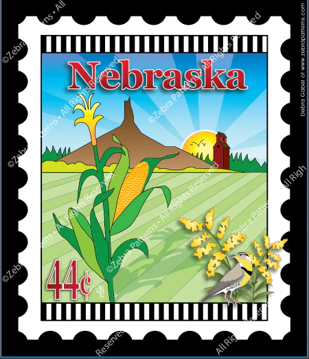 Zebra - Mini Postage Stamp - Nebraska