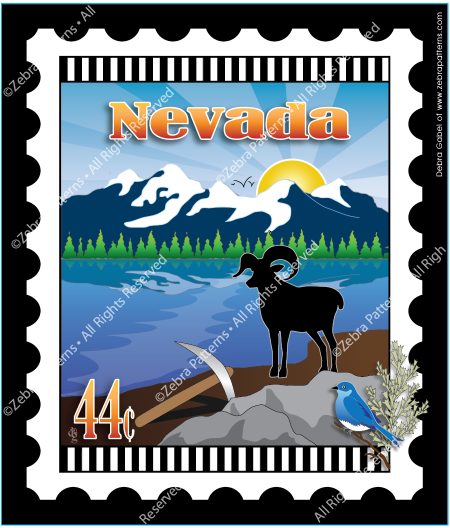 Zebra - Mini Postage Stamp - Nevada