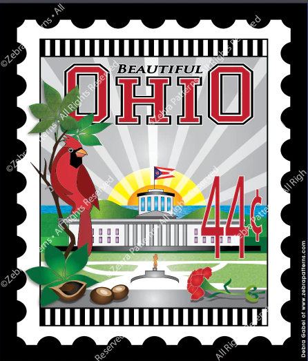 Zebra - Mini Postage Stamp - Ohio