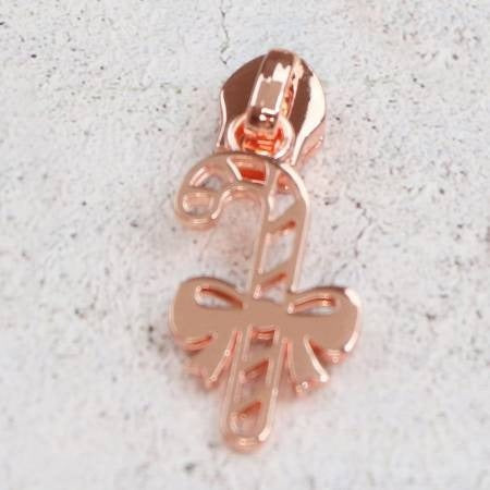 Zipper Pull - Four 5 Candy Cane Rose Gold