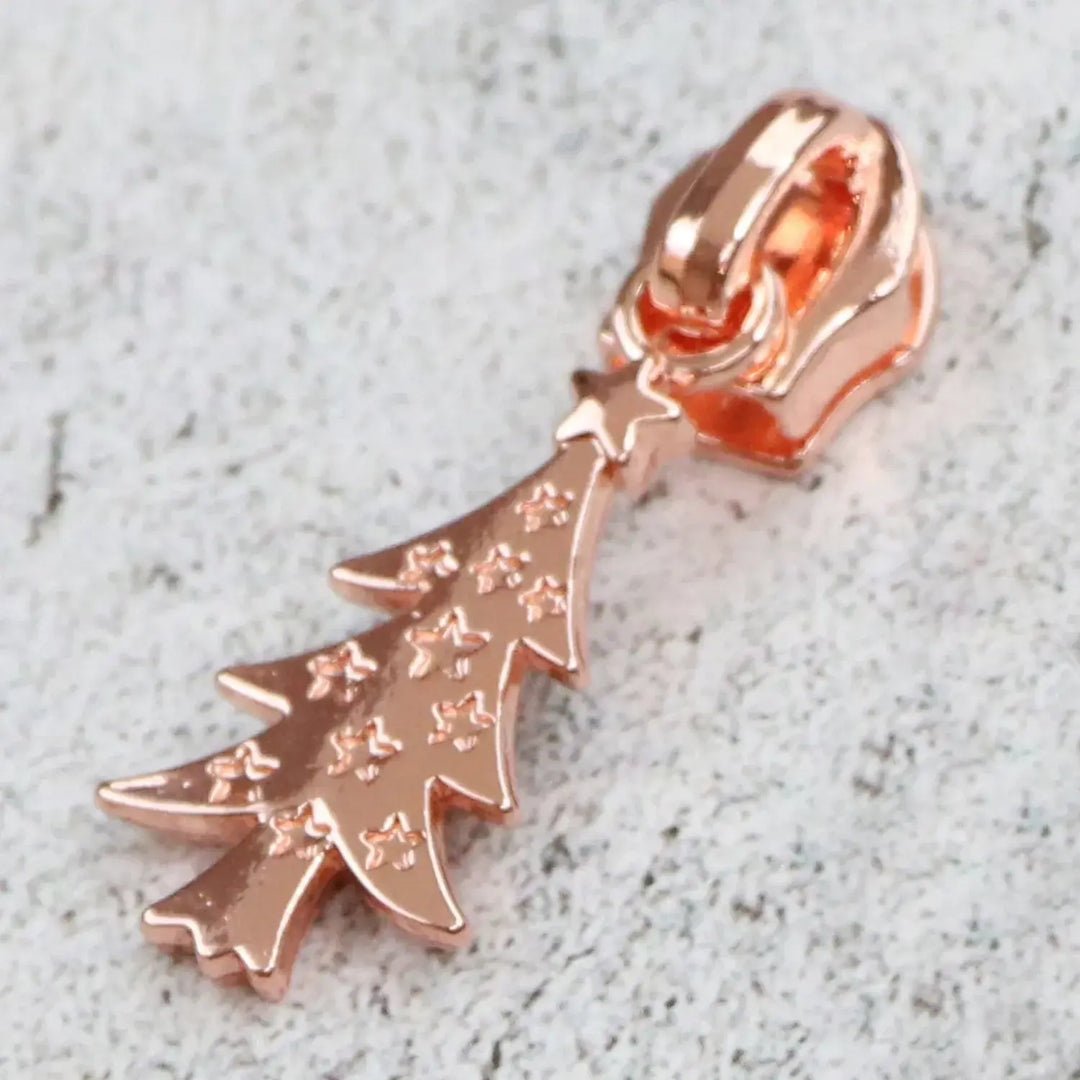 Zipper Pull - Sallie Tomato - Four 5 Christmas Tree Rose Gold