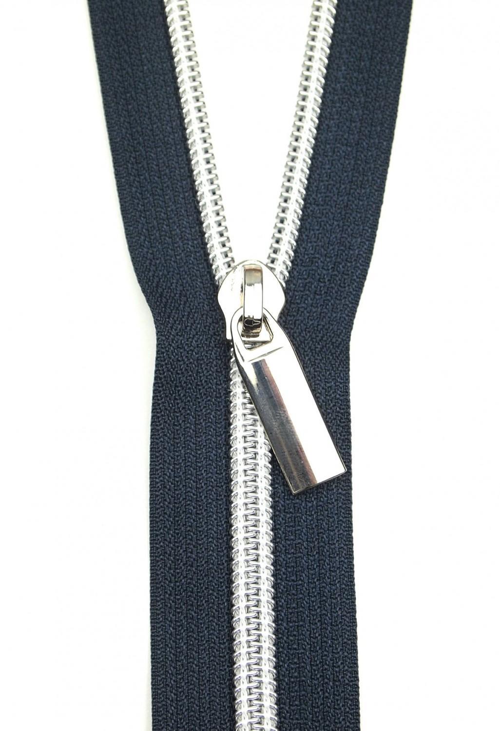 Zipper 3 Yards with 9 pulls - Navy #5 Nylon Nickel Coil