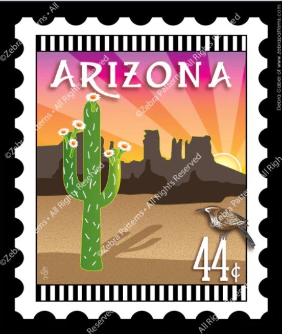 Zebra - Mini Postage Stamp - Arizona