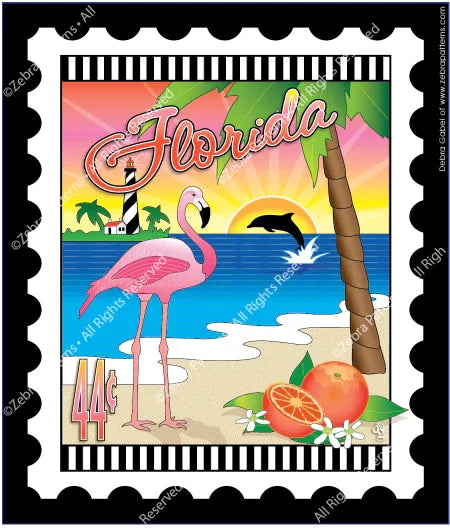 Zebra - Mini Postage Stamp - Florida