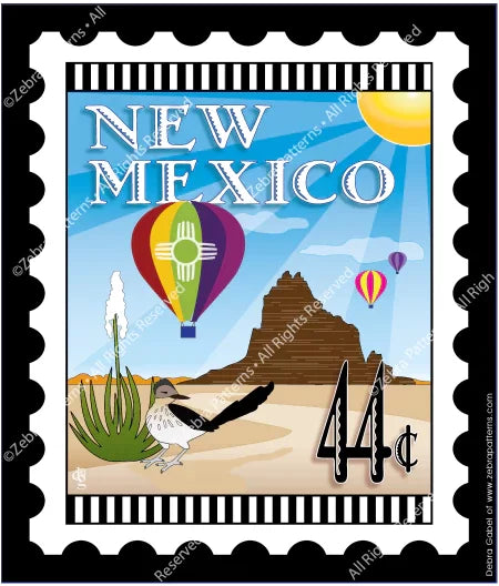 Zebra - Mini Postage Stamp - New Mexico